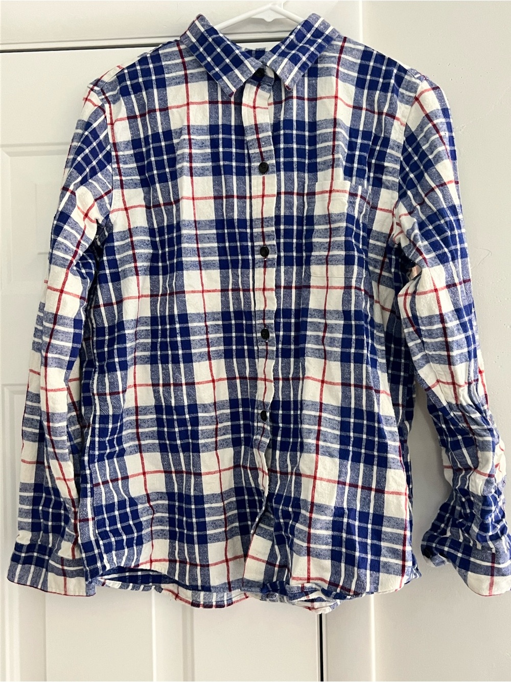 L.L. Bean Blue, White & Red Plaid Button-Down Shirt